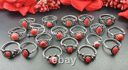 Red Onyx, Coral Gemstone 925 Sterling Silver Plated Wholesale Lot Boho Rings