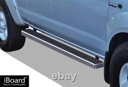 Running Board Side Step 4in Aluminum Silver Fit Nissan Frontier Crew Cab 99-04
