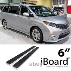 Running Board Side Step Nerf Bars 6in Aluminum Silver Fit Toyota Sienna 11-20