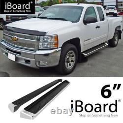 Running Board Step 6in Aluminum Silver Fit Silverado Sierra Extended Cab 99-07