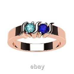 S-Bar Couples 2 Stone Ring withSimulated Birthstones, Sterling Silver, 10K, or 14K