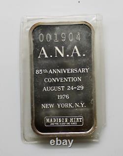 Scarce 85th Anniversary ANA New York Statue of Liberty 1 oz. 999 Silver Bar