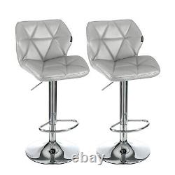 Set Of 2 Bar Stool Adjustable Swivel Counter Height Dining Chair PU Leather New