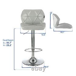 Set Of 2 Bar Stool Adjustable Swivel Counter Height Dining Chair PU Leather New