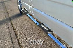 Side Bars + Step Pads For Ford Transit MK7 SWB 2007-2014 Stainless Steel Silver