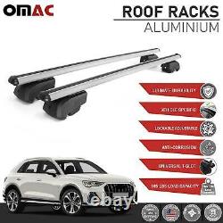 Silver Roof Rail Rack Aluminum Cross Bars Luggage Carrier For Audi Q3 2019-2023