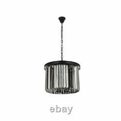Silver Shade Crystal Matte Black Modern Pendant Dining Room Kitchen 6 Light 20