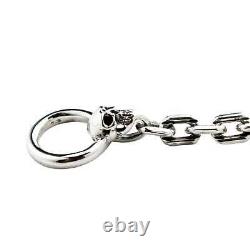Skull T-Bar 925 Sterling Silver Curb Link Chain Bracelet Gothic