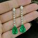 Sparkling 4Ct Pear Green Emerald Bar Drop/Dangle Earrings in 925 Silver