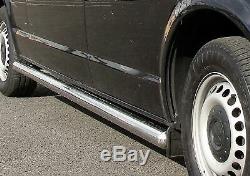 Stainless Steel Side Bars With Rounded Ends for Volkwagen T5 LWB Transporter