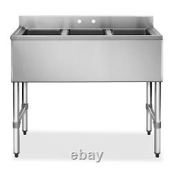Stainless Steel Three 3 Compartment Commercial Kitchen Bar Sink