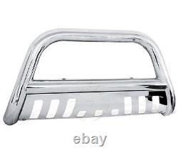Steel Bull Bar Brush Bumper Grille Guard With Skid For 09-18 Dodge Ram 1500