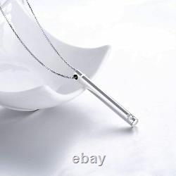 Sterling Silver Bar Urn Long Pendant Necklace Keepsake Ashes Cremation Jewelry