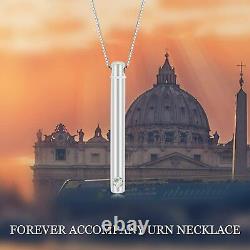 Sterling Silver Bar Urn Long Pendant Necklace Keepsake Ashes Cremation Jewelry
