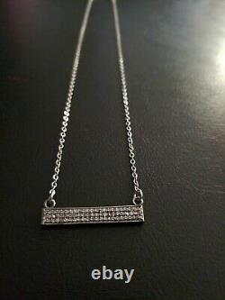 Sterling Silver Oxidized Triple Row Diamond Bar Necklace, Pretty