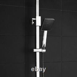 Thermostatic Mixer Shower Set Square Bathroom Shower Bar Twin Head Exposed Valve