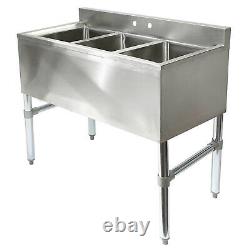 Three 3 Compartment Stainless Steel Commercial Kitchen Bar Sink