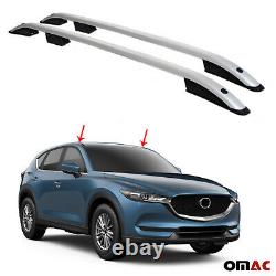 Top Roof Rack Side Rails Bars Aluminum Silver For Mazda CX5 2017-2022 2 Pieces