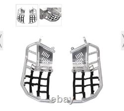 Tusk Foot Peg Nerf Bars With Heel Guards Silver With Black Webbing- KFX 400/Z400