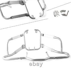 Upper Lower Engine Guard Crash Bars Protector Silver for BMW R1200RT 2005-2013