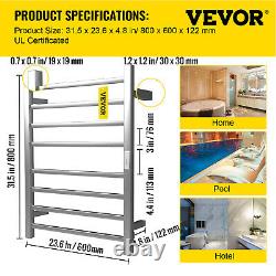 VEVOR 8 Bars Electric Towel Warmer Drying Rack Wall Mount Polished Steel Silver