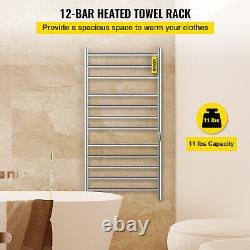 VEVOR Heated Towel Rack Towel Heater Warmer 12 Bars Stainless Steel Polished