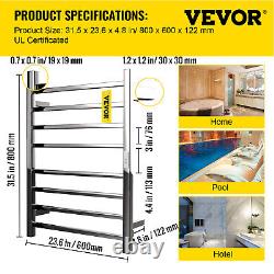 VEVOR Heated Towel Rack Towel Heater Warmer 8-Bar Mirror Polished Steel Silver