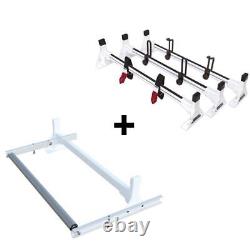 Vantech USA H1 3 Bar White Ladder Rack withROLLER for Nissan NV Cargo Low Roof