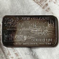 Very Rare 1 Oz. Silver Bar New Orleans Mardi Gras Vintage 99.9% Silver B15