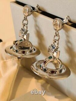 Vivienne Westwood 3D silver tone drop Earrings New with Box
