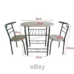 WestWood Compact Dining Table Breakfast Bar 2 Chair Set Metal MDF Kitchen DS06