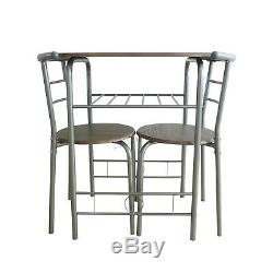 WestWood Compact Dining Table Breakfast Bar 2 Chair Set Metal MDF Kitchen DS06
