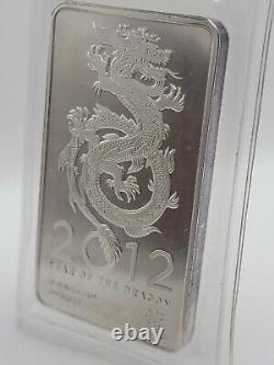 Year of the Dragon 10 oz. 999 Fine Silver Bar 2012 Chinese Lunar New Year