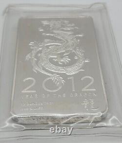 Year of the Dragon 10 oz. 999 Fine Silver Bar 2012 Chinese Lunar New Year